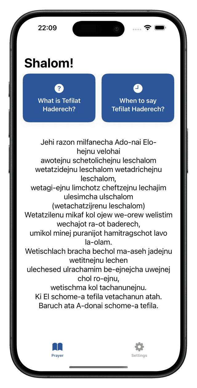 iTefilat Haderech App Screenshot